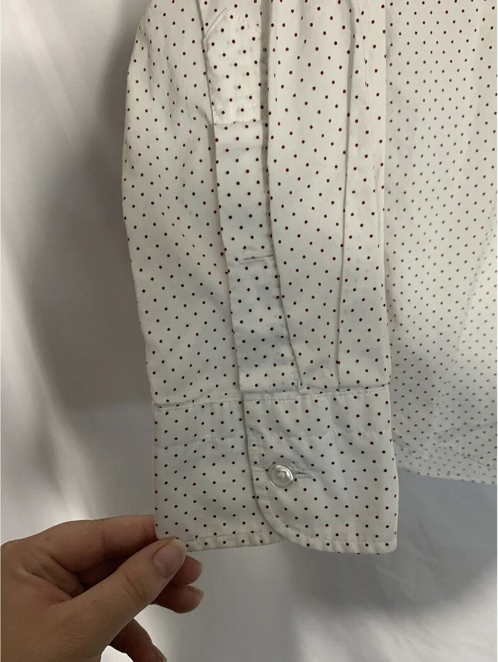 Men's J. Crew Ludlow 120's 2-Ply White With Polka Dots Shirt-Medium